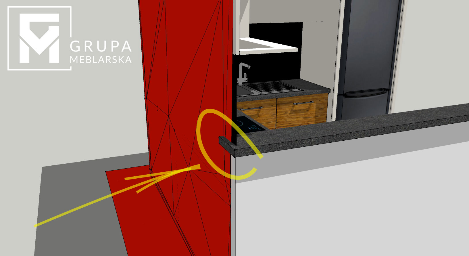 Model 3d z chmury punktów oraz model 3d mebli na wymiar
